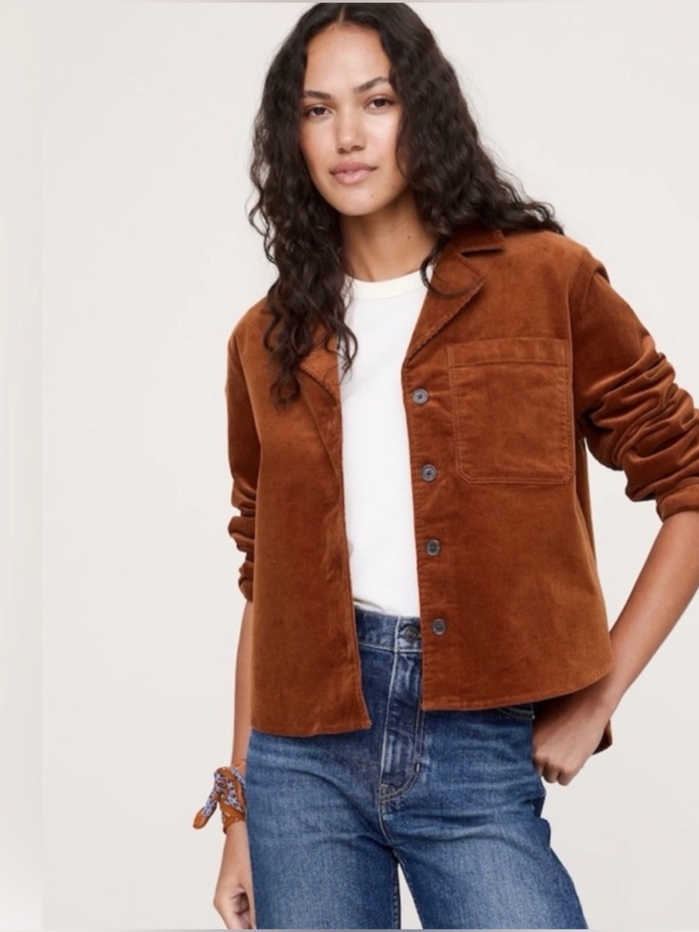 Banana Republic Rust Brown Corduroy Button-Front Jacket